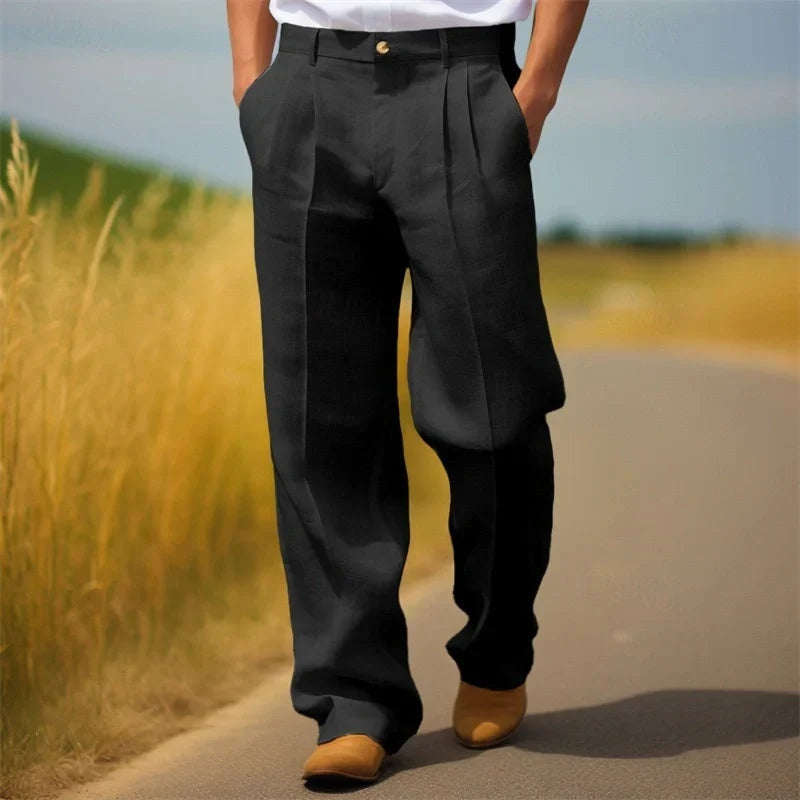 Andrea | Pantaloni Larghi con Pinces Uomo Vita Alta