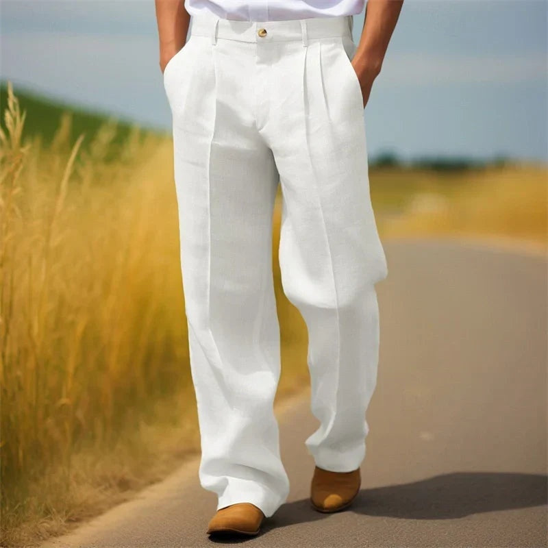 Andrea | Pantaloni Larghi con Pinces Uomo Vita Alta