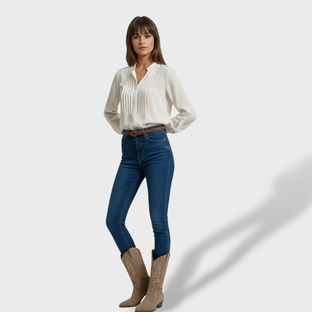 Arianna | Stivali Texani Donna Camoscio Ricamati Tacco Basso