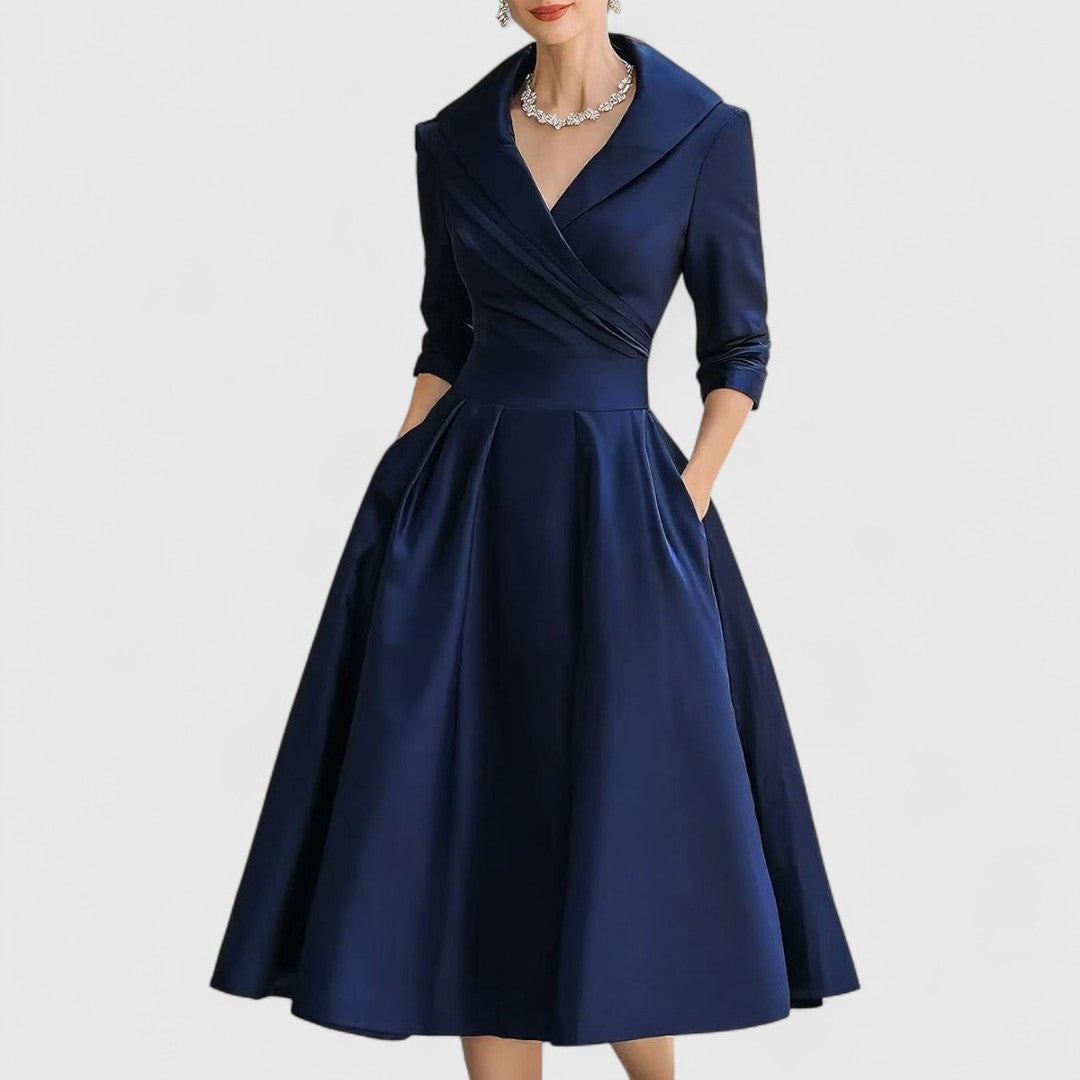 Aurora | Abito Maniche Lunghe Donna Scollatura V Gonna Svasata