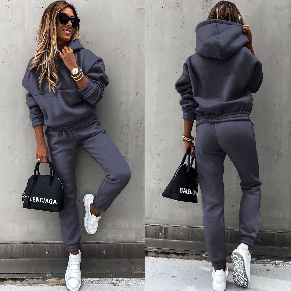 Aurora | Completo Tuta Donna con Cappuccio Felpa Jogger