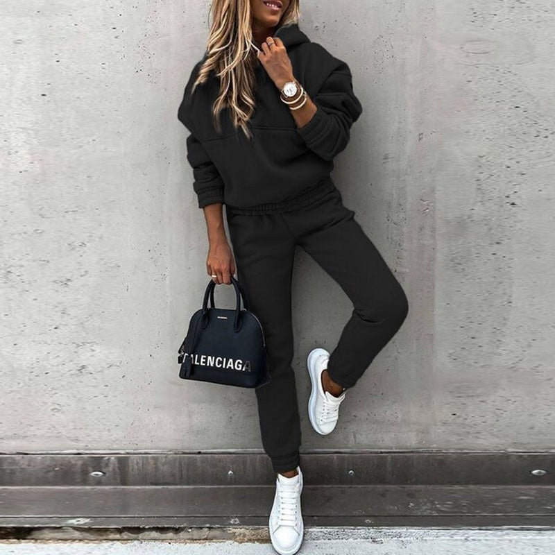 Aurora | Completo Tuta Donna con Cappuccio Felpa Jogger