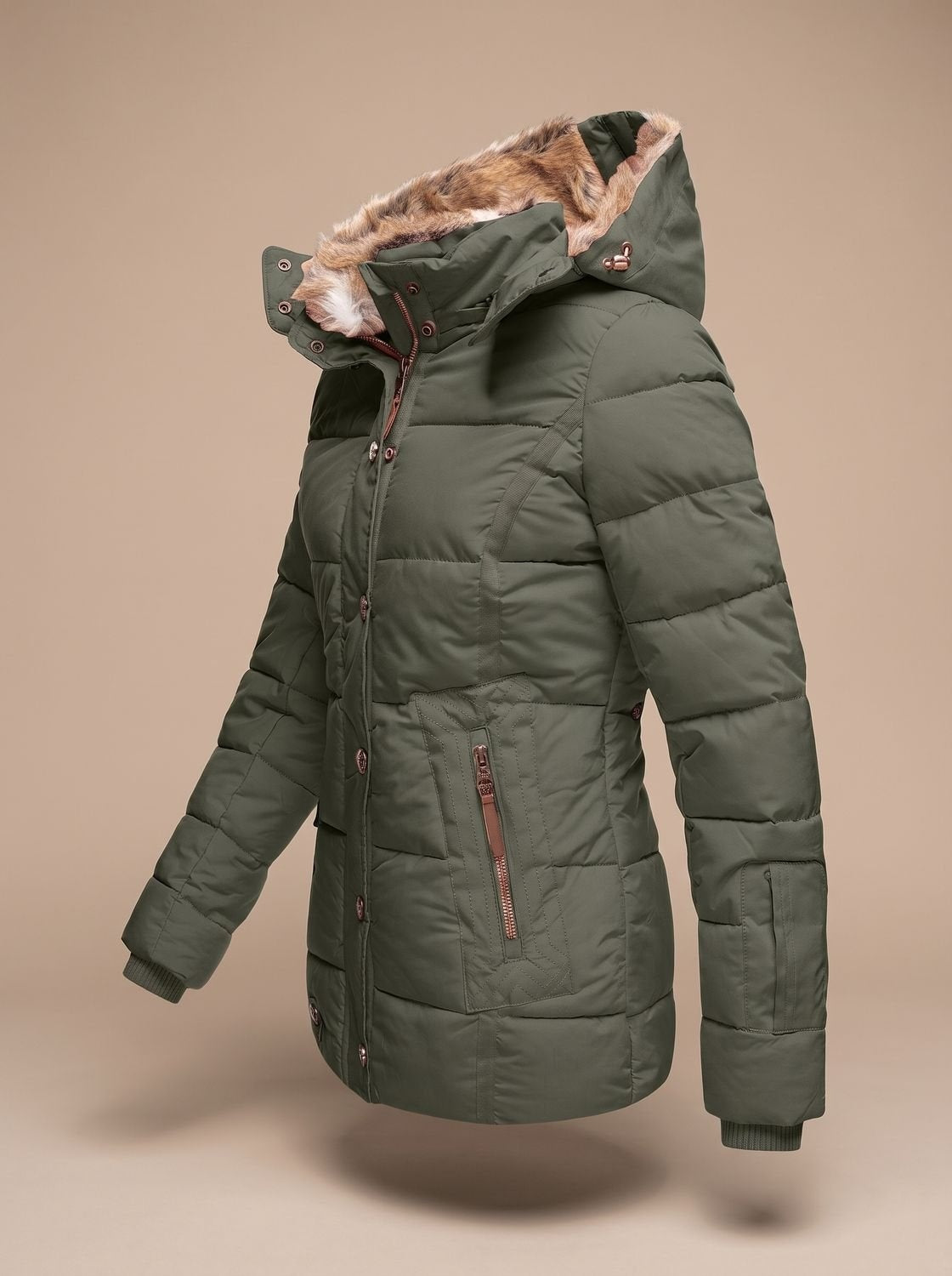 Aurora | Giubbotti Invernali Donna Cappuccio Pelliccia Sintetica Tasche Zip