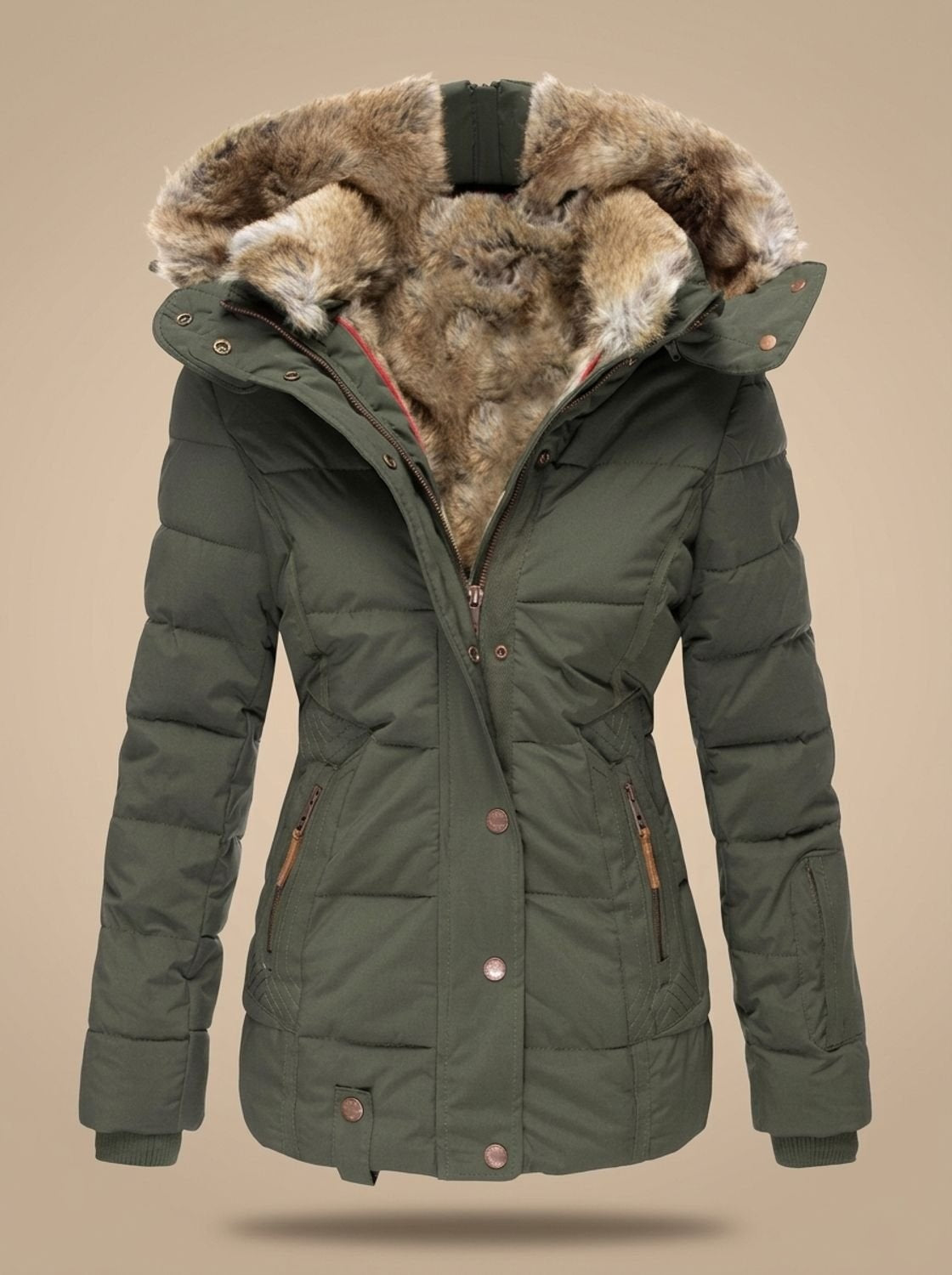 Aurora | Giubbotti Invernali Donna Cappuccio Pelliccia Sintetica Tasche Zip