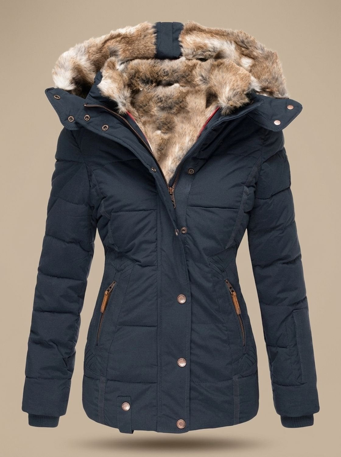 Aurora | Giubbotti Invernali Donna Cappuccio Pelliccia Sintetica Tasche Zip