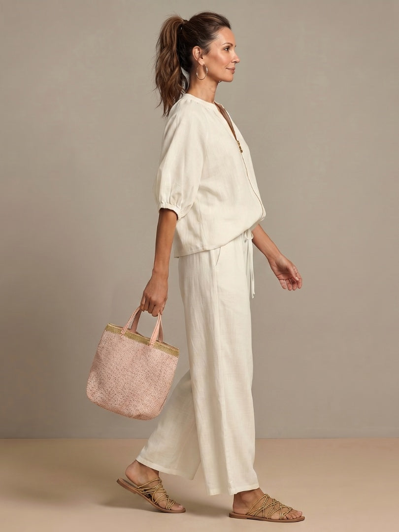 Beatrice | Pantaloni a Palazzo Donna Vita Elastica Gamba Larga