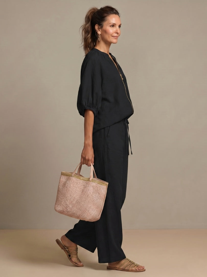 Beatrice | Pantaloni a Palazzo Donna Vita Elastica Gamba Larga