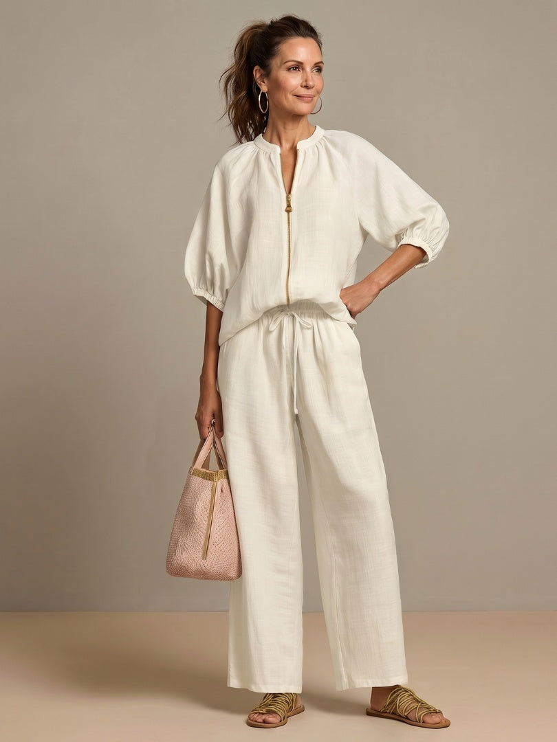 Beatrice | Pantaloni a Palazzo Donna Vita Elastica Gamba Larga