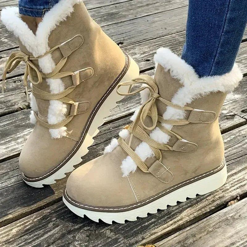 Beatrice | Stivaletti Invernali Stringati Donna Fodera in Pelliccia Suola Platform