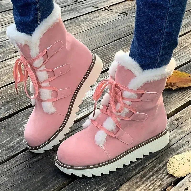 Beatrice | Stivaletti Invernali Stringati Donna Fodera in Pelliccia Suola Platform