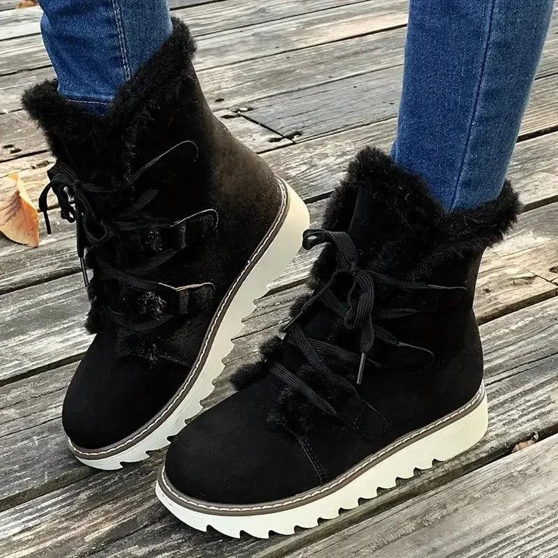 Beatrice | Stivaletti Invernali Stringati Donna Fodera in Pelliccia Suola Platform