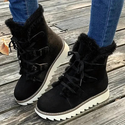 Beatrice | Stivaletti Invernali Stringati Donna Fodera in Pelliccia Suola Platform
