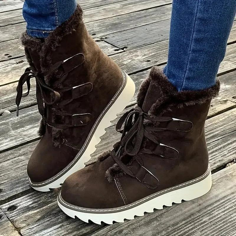 Beatrice | Stivaletti Invernali Stringati Donna Fodera in Pelliccia Suola Platform