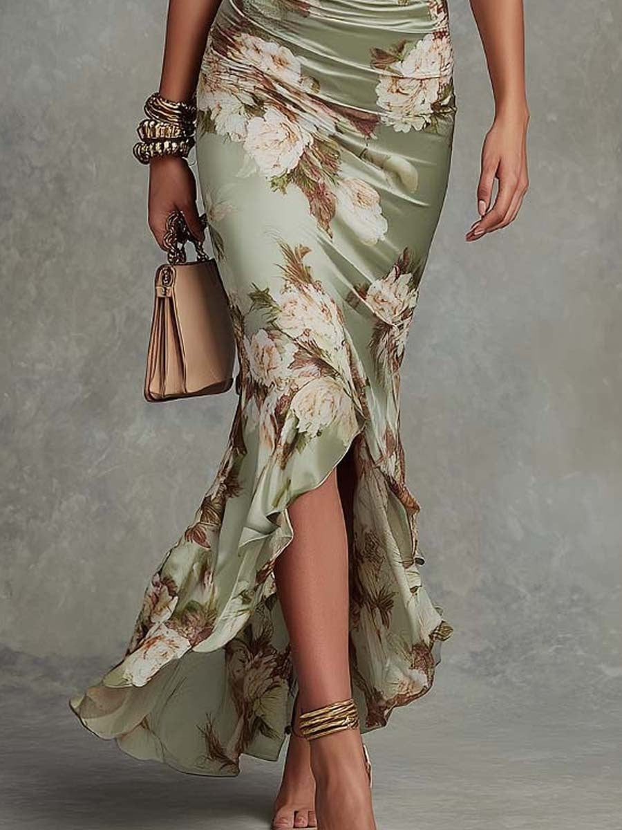 Beatrice | Vestito Lungo Maniche Lunghe Donna Scollo V Floreale