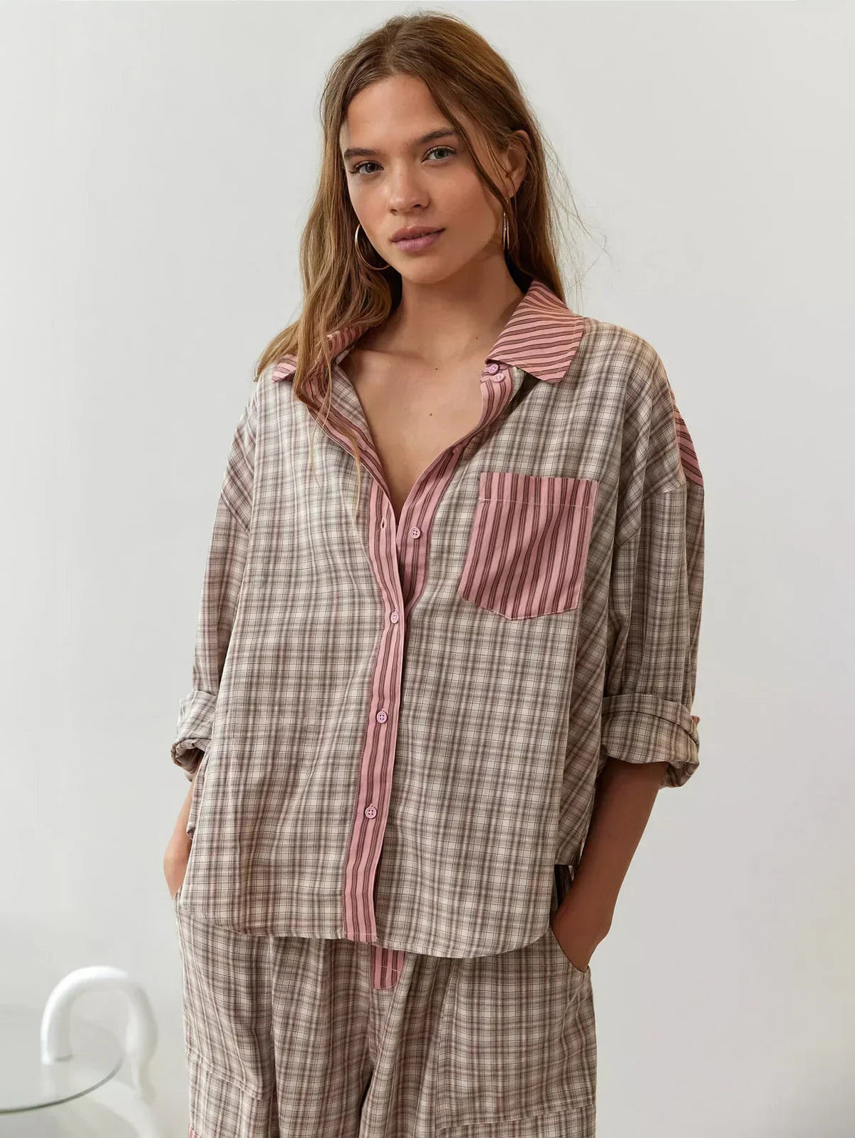 Camilla | Pigiama di Cotone Donna a Quadri Manica Lunga