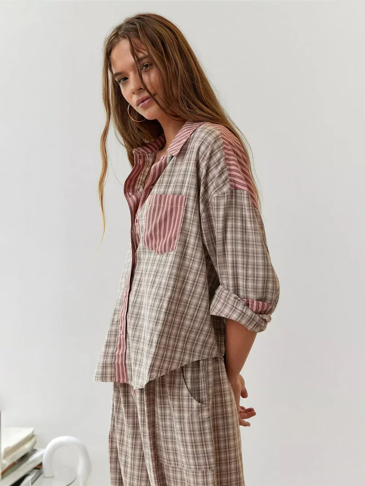 Camilla | Pigiama di Cotone Donna a Quadri Manica Lunga