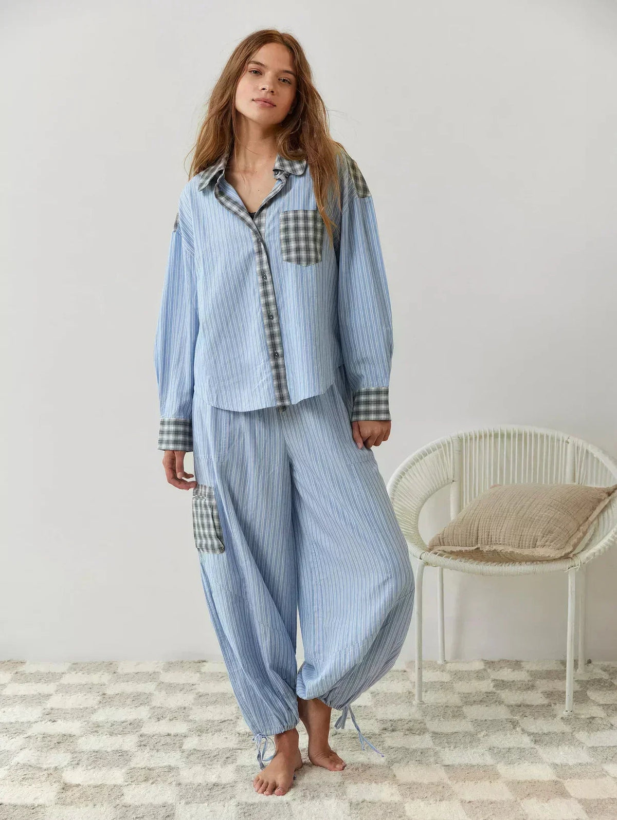 Camilla | Pigiama di Cotone Donna a Quadri Manica Lunga