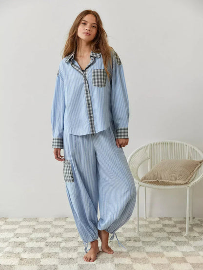 Camilla | Pigiama di Cotone Donna a Quadri Manica Lunga