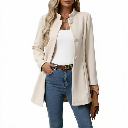 Cappotto Corto Donna Colletto Alto Bottoni