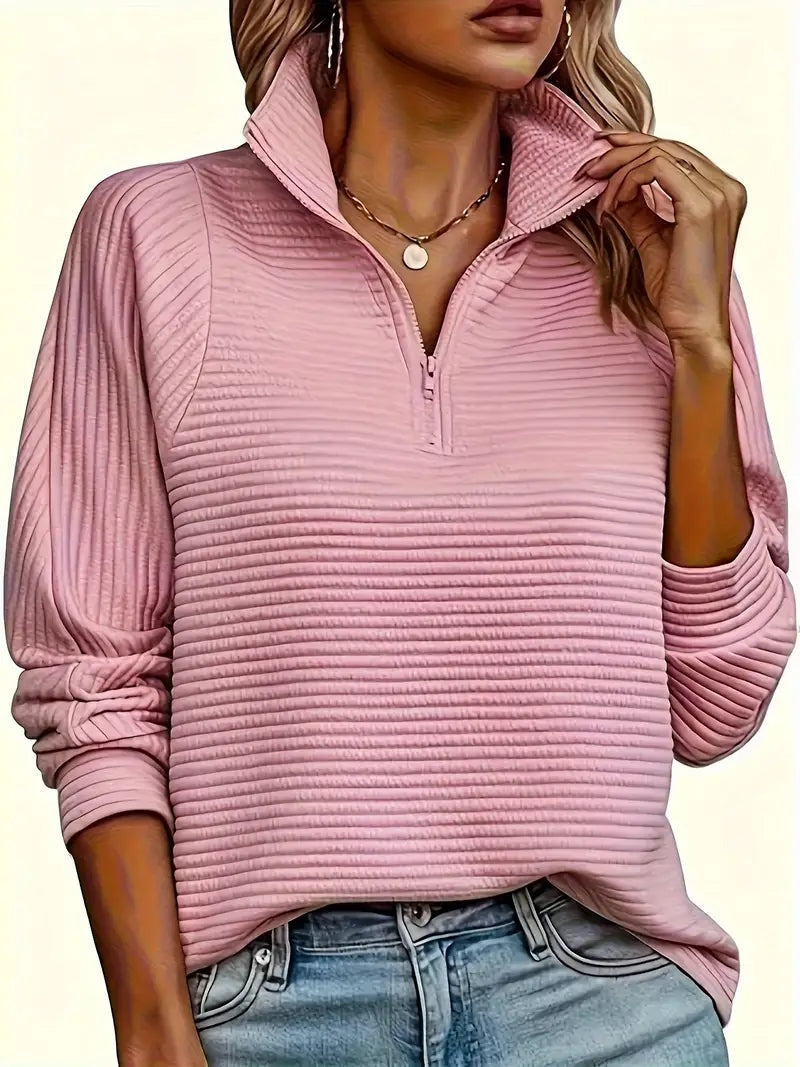 Caterina | Maglia a Maniche Lunghe Donna con Zip e Collo Alto