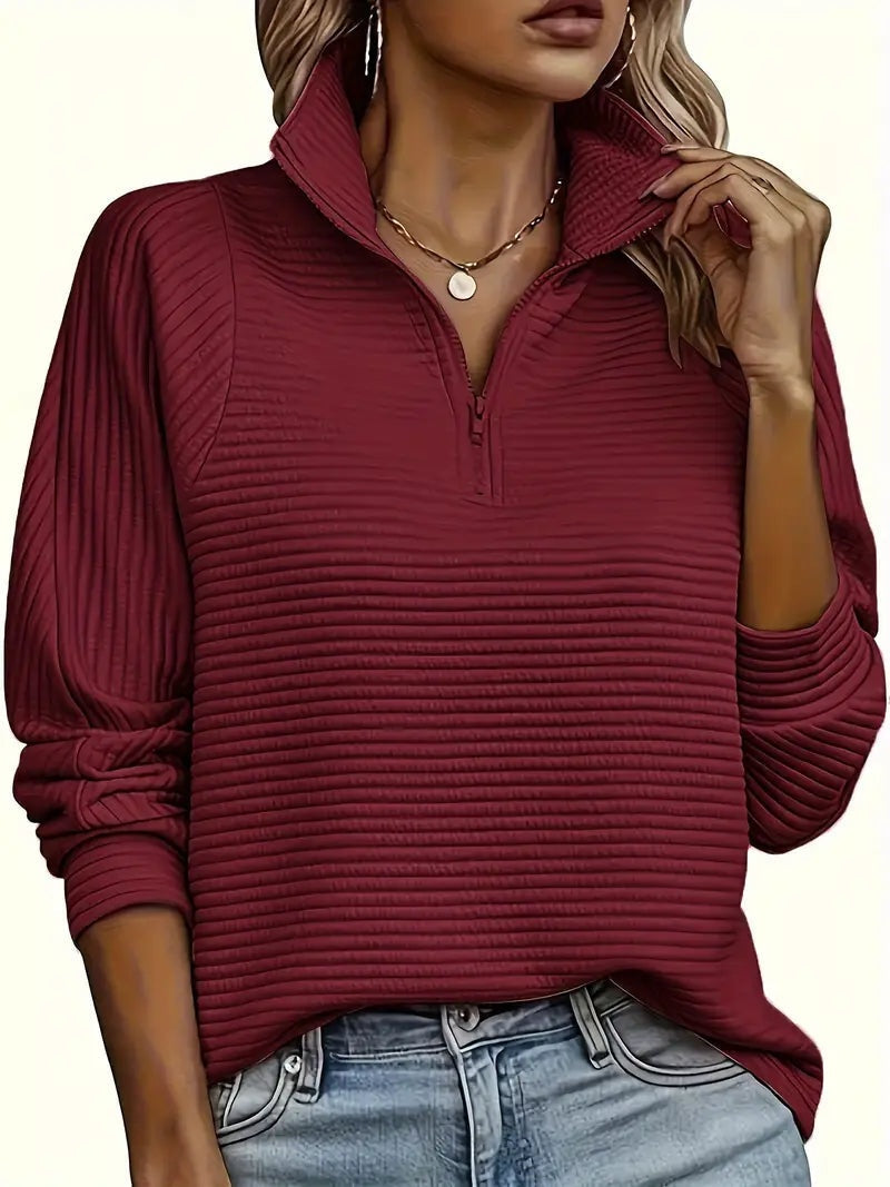 Caterina | Maglia a Maniche Lunghe Donna con Zip e Collo Alto