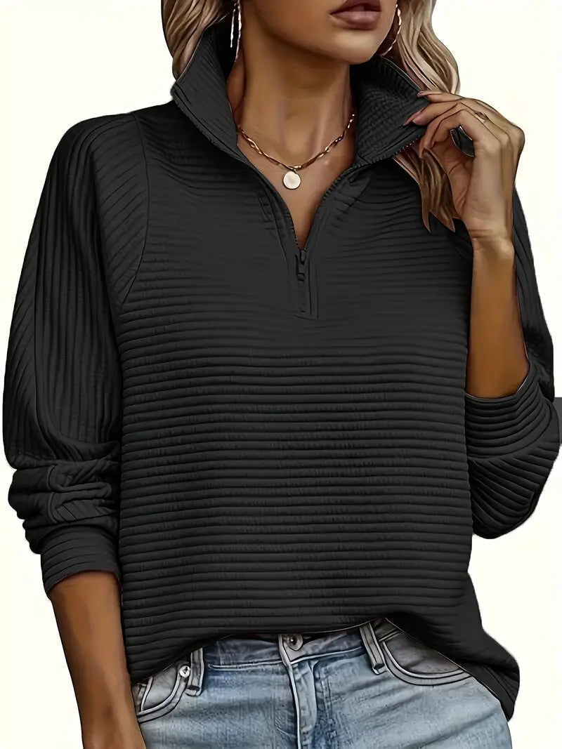 Caterina | Maglia a Maniche Lunghe Donna con Zip e Collo Alto