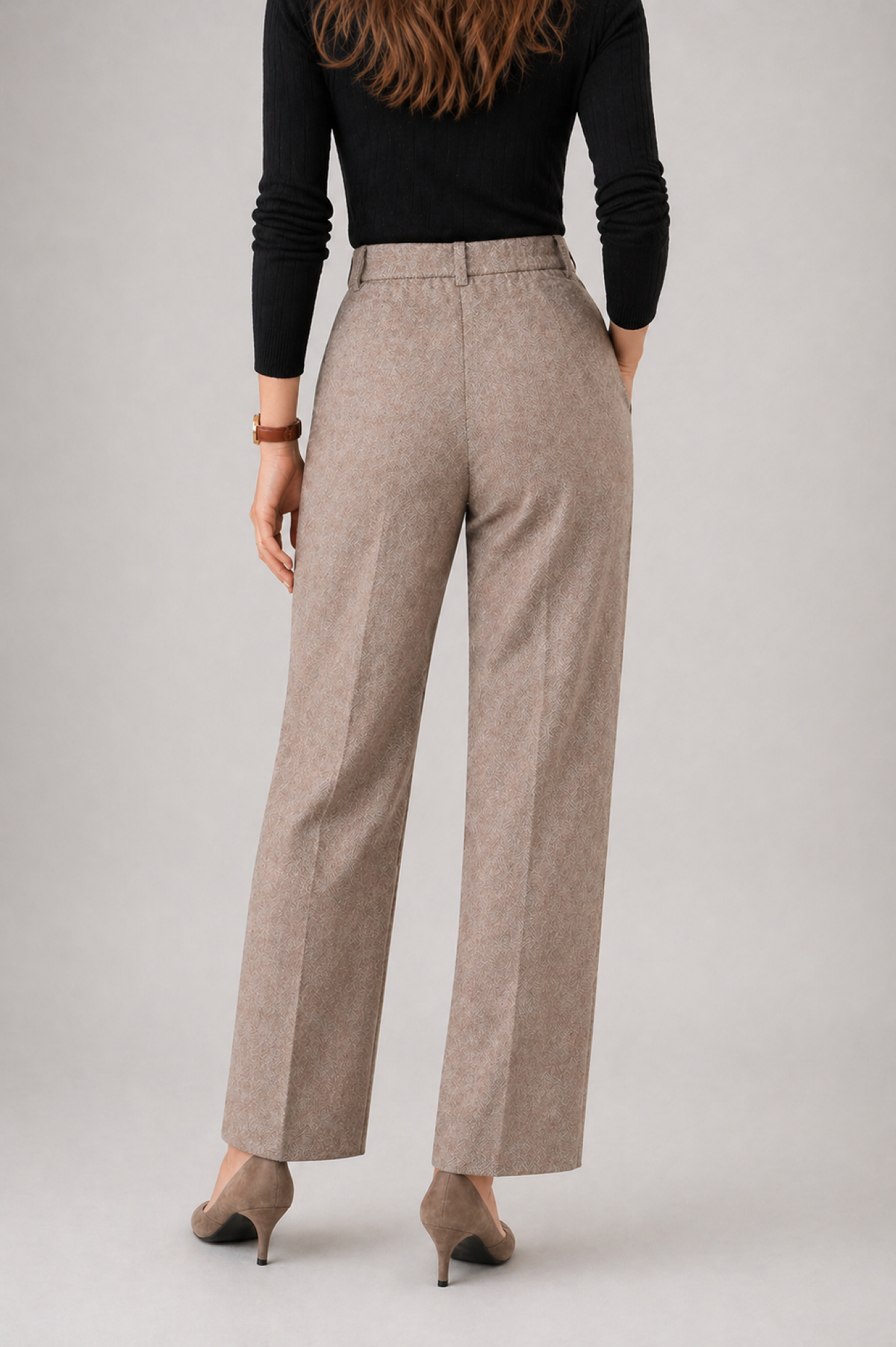 Caterina | Pantaloni a Vita Alta Larghi Donna Invernali con Pieghe