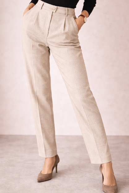 Caterina | Pantaloni a Vita Alta Larghi Donna Invernali con Pieghe