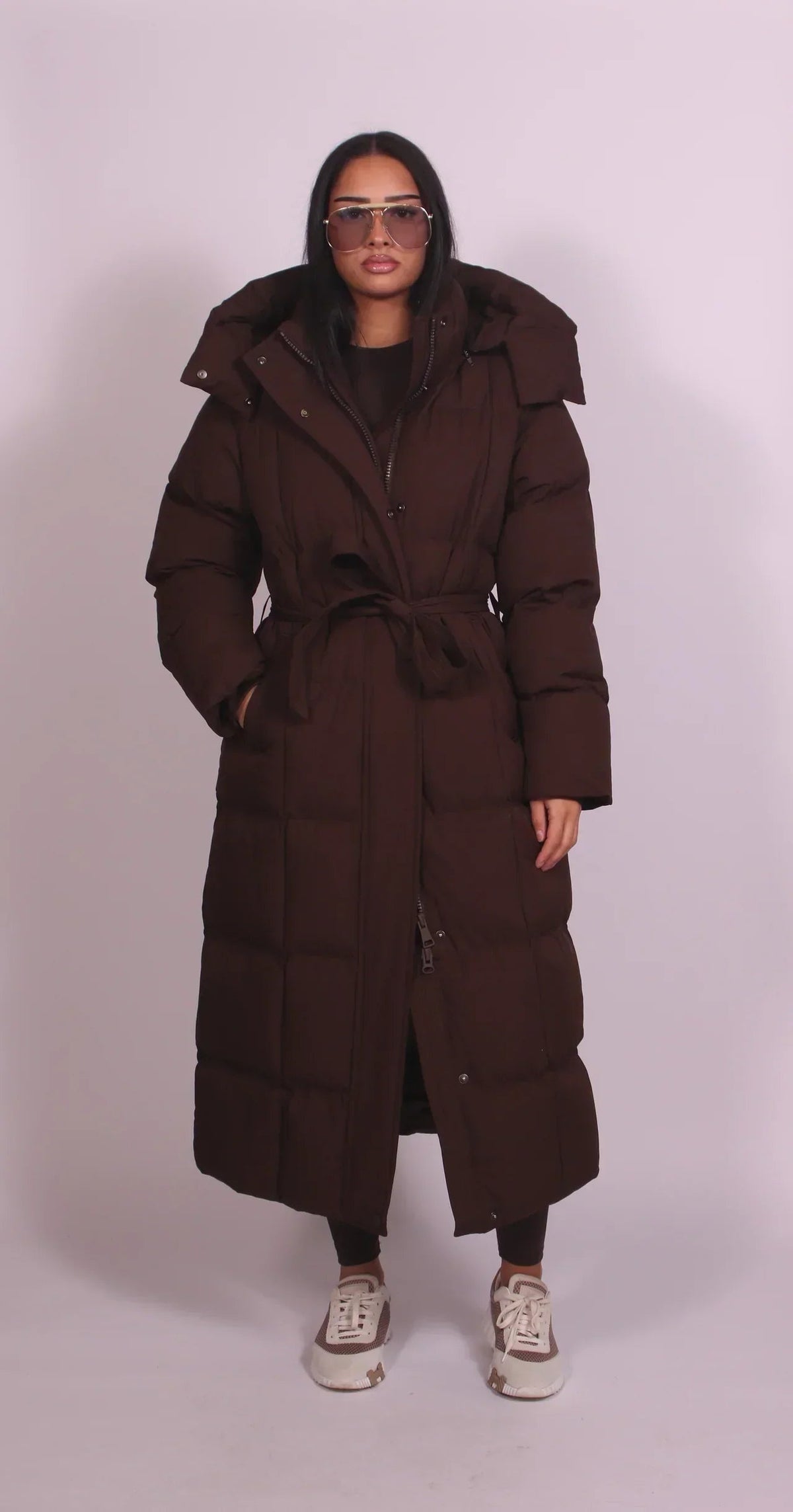 Caterina | Piumini Donna Lungo Oversize con Cappuccio Cintura