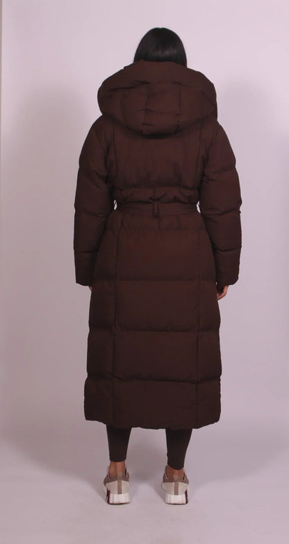 Caterina | Piumini Donna Lungo Oversize con Cappuccio Cintura