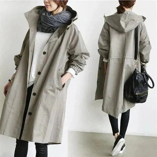 Chiara | Impermeabile Donna con Cappuccio Oversize Lungo
