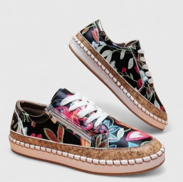 Chiara | Sneakers con Suola in Sughero Donna Stampa Floreale Platform
