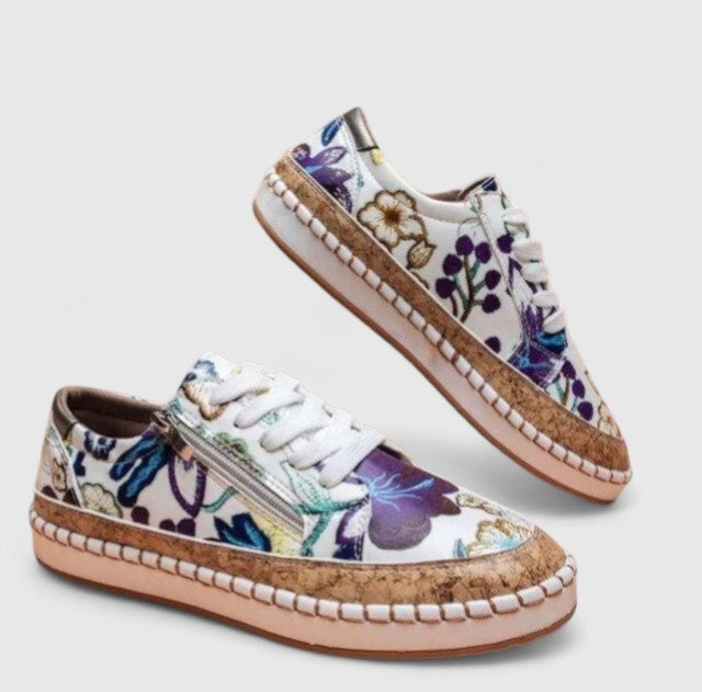 Chiara | Sneakers con Suola in Sughero Donna Stampa Floreale Platform