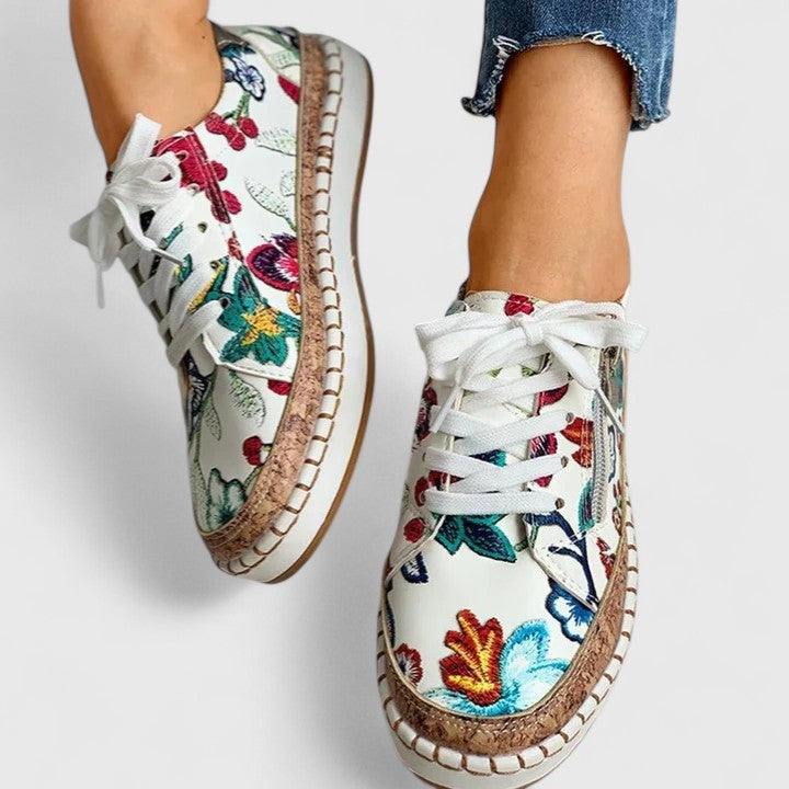 Chiara | Sneakers con Suola in Sughero Donna Stampa Floreale Platform