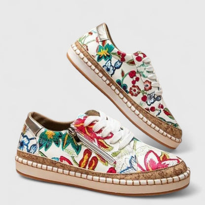 Chiara | Sneakers con Suola in Sughero Donna Stampa Floreale Platform