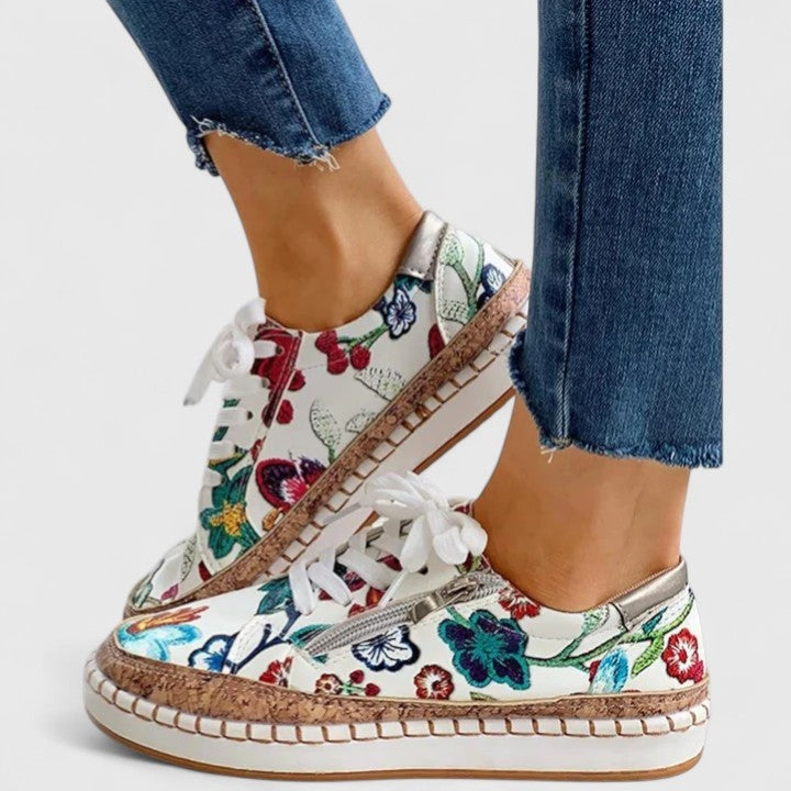 Chiara | Sneakers con Suola in Sughero Donna Stampa Floreale Platform
