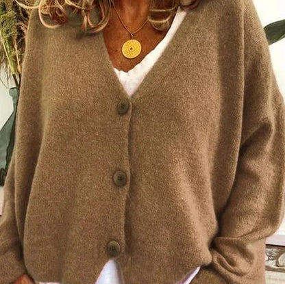 Cristina | Cardigan Donna Collo a V con Bottoni Maniche Lunghe