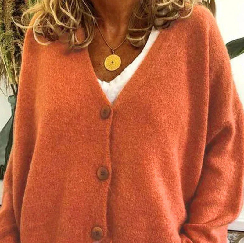 Cristina | Cardigan Donna Collo a V con Bottoni Maniche Lunghe