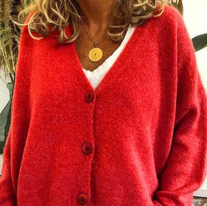 Cristina | Cardigan Donna Collo a V con Bottoni Maniche Lunghe