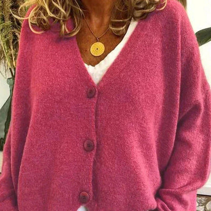 Cristina | Cardigan Donna Collo a V con Bottoni Maniche Lunghe
