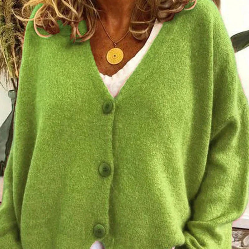 Cristina | Cardigan Donna Collo a V con Bottoni Maniche Lunghe