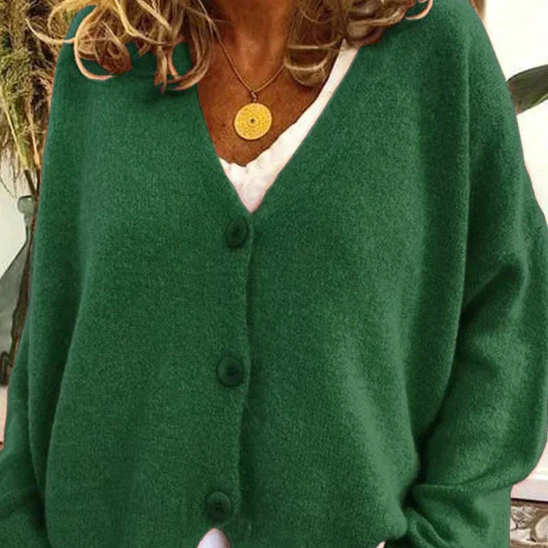 Cristina | Cardigan Donna Collo a V con Bottoni Maniche Lunghe