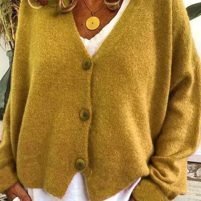 Cristina | Cardigan Donna Collo a V con Bottoni Maniche Lunghe
