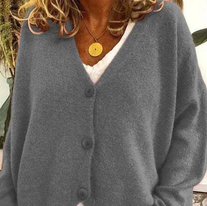 Cristina | Cardigan Donna Collo a V con Bottoni Maniche Lunghe