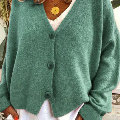 Cristina | Cardigan Donna Collo a V con Bottoni Maniche Lunghe