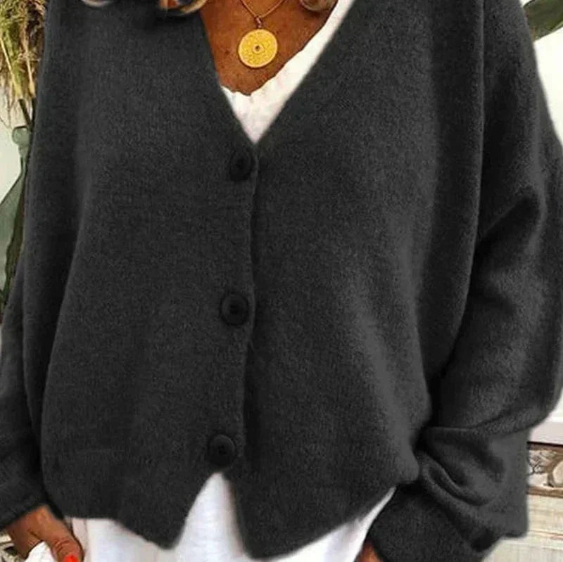 Cristina | Cardigan Donna Collo a V con Bottoni Maniche Lunghe
