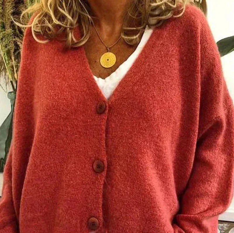 Cristina | Cardigan Donna Collo a V con Bottoni Maniche Lunghe