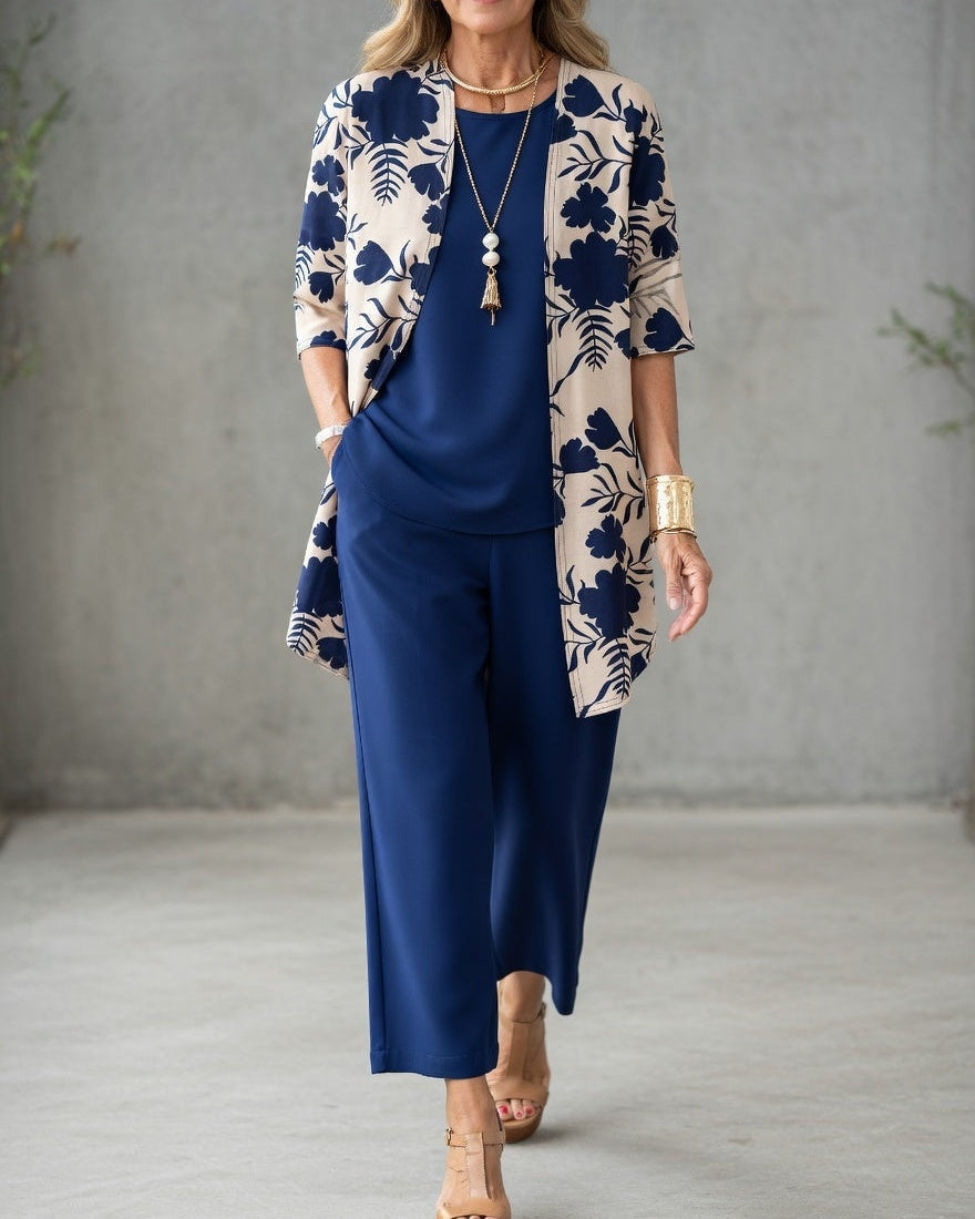 Cristina | Giacche Donna Eleganti Stampa Floreale Completo 3 Pezzi