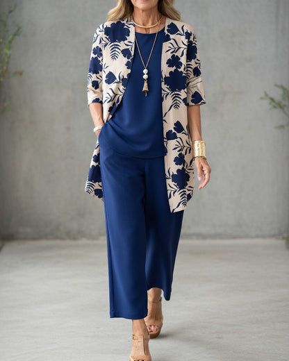 Cristina | Giacche Donna Eleganti Stampa Floreale Completo 3 Pezzi
