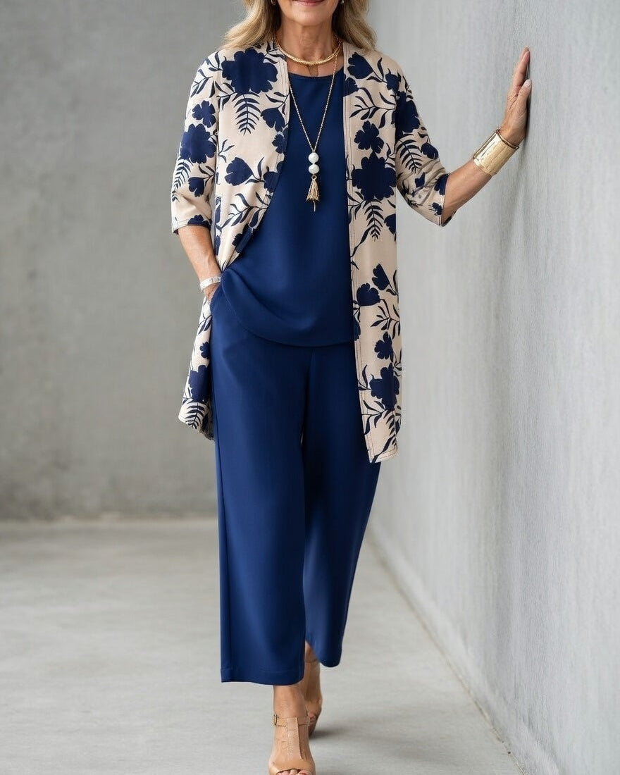 Cristina | Giacche Donna Eleganti Stampa Floreale Completo 3 Pezzi